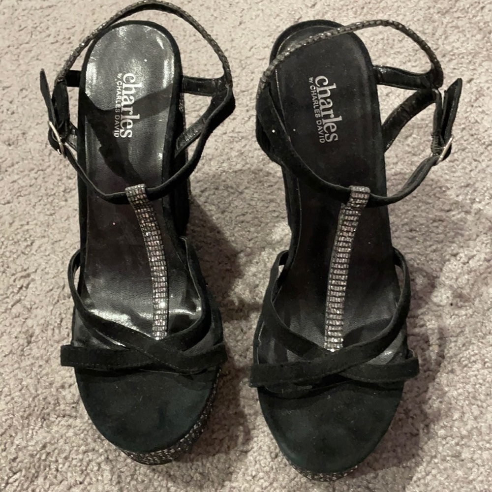 Charles by Charles David silver sparkly wedges